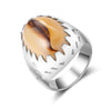 Vintage Brown Cat Eye Finger Rings Fashion Ethnic Charming Ancient silver Rings for Men Women Fine Jewelry Wholesale