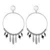 Vintage Hollow Round Circle Drop Earring Leaf Beads Tassel Dangle Earring for Women 925 Sterling-Silver-Jewelry Bijoux