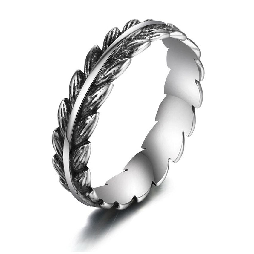 Vintage Punk 925 Sterling Silver Wicker Adjustable Ring For Women Men Feather Retro Thai Silver Open Ring Fine Jewelry