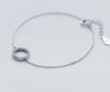 Shinny real. 925 sterling silver jewelry clear white CZ AAA+ stone set Lucky Circle Round Chain Bracelet charm GTLS350