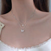 Shiny CZ Butterfly Necklace for Women Dainty Double Layer Clavicle Chain Necklaces Wedding Birthday Jewelry Gift