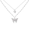 Shiny CZ Butterfly Necklace for Women Dainty Double Layer Clavicle Chain Necklaces Wedding Birthday Jewelry Gift