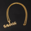 Shiny Iced Out SAVAGE Letters Hip-hop Pendant Necklace Male Charm Collar Chain Mania Cool Jewelry Trendy Bar Party Rock Gift