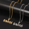 Shiny Iced Out SAVAGE Letters Hip-hop Pendant Necklace Male Charm Collar Chain Mania Cool Jewelry Trendy Bar Party Rock Gift