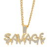 Shiny Iced Out SAVAGE Letters Hip-hop Pendant Necklace Male Charm Collar Chain Mania Cool Jewelry Trendy Bar Party Rock Gift