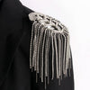 Shiny Tassel Rhinestone Epaulet Brooch Handmade Clothing Accessories Shoulder Jewelry Crystal Chain Epaulette