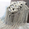 Shiny Tassel Rhinestone Epaulet Brooch Handmade Clothing Accessories Shoulder Jewelry Crystal Chain Epaulette