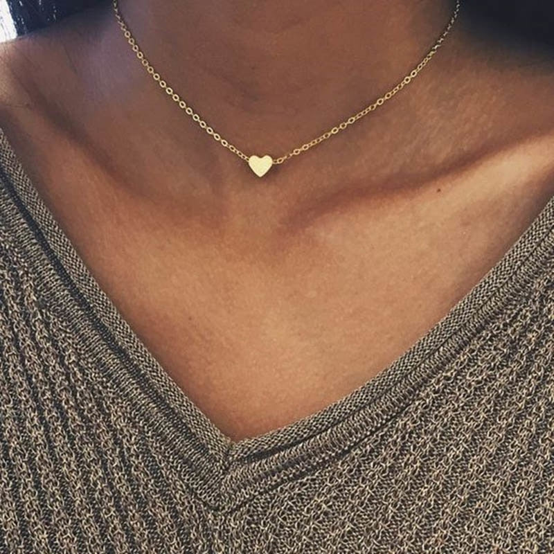 Short Heart Necklace For Women jewelry gold necklace chain Pendant Necklace Gift Ethnic Bohemian Choker Necklace collier femme