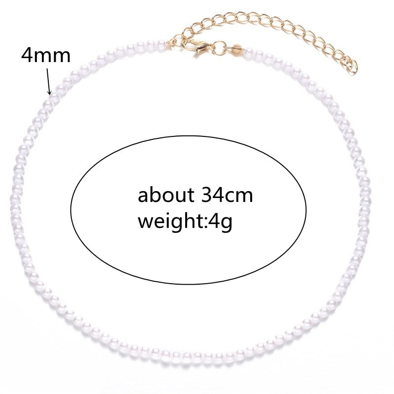Short Pearl Choker for Women Irregular Imitation Pearl Gold Color Chain Choker Necklaces for Ladies Boho Neck Jewelry Collar