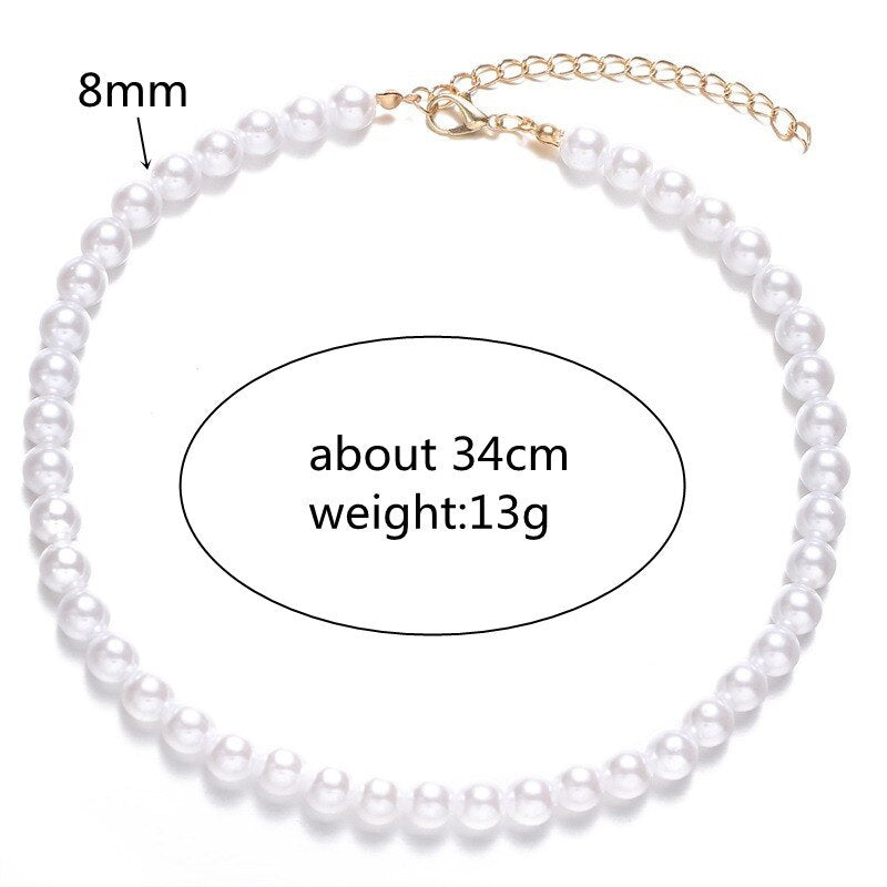 Short Pearl Choker for Women Irregular Imitation Pearl Gold Color Chain Choker Necklaces for Ladies Boho Neck Jewelry Collar