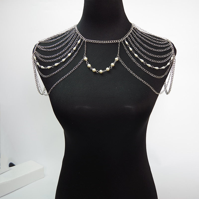 Shoulder Chain Necklaces&Pendants beads Chains Punk Necklace 2022 Party  Shoulder Accessories