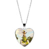 Shrek Heart Pendant Necklace Glass Cabochon Jewelry Gifts Couple Heart Choker Necklace for Women Friendship Necklaces