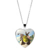 Shrek Heart Pendant Necklace Glass Cabochon Jewelry Gifts Couple Heart Choker Necklace for Women Friendship Necklaces
