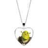 Shrek Heart Pendant Necklace Glass Cabochon Jewelry Gifts Couple Heart Choker Necklace for Women Friendship Necklaces
