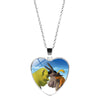 Shrek Heart Pendant Necklace Glass Cabochon Jewelry Gifts Couple Heart Choker Necklace for Women Friendship Necklaces