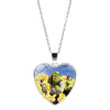 Shrek Heart Pendant Necklace Glass Cabochon Jewelry Gifts Couple Heart Choker Necklace for Women Friendship Necklaces