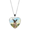 Shrek Heart Pendant Necklace Glass Cabochon Jewelry Gifts Couple Heart Choker Necklace for Women Friendship Necklaces