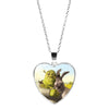 Shrek Heart Pendant Necklace Glass Cabochon Jewelry Gifts Couple Heart Choker Necklace for Women Friendship Necklaces