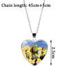 Shrek Heart Pendant Necklace Glass Cabochon Jewelry Gifts Couple Heart Choker Necklace for Women Friendship Necklaces