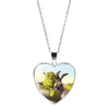 Shrek Heart Pendant Necklace Glass Cabochon Jewelry Gifts Couple Heart Choker Necklace for Women Friendship Necklaces