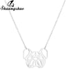 Shuangshuo Geometric Origami Dog Necklace Unique French Bulldog Necklace Dog Silver Necklace Women Animal Necklaces & Pendants