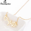 Shuangshuo Simple Electrocardiogram ECG Horse Head Pendant Necklaces for Women Animal Heart Heartbeat Necklace Chocker Jewelry