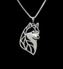 Siberian husky head necklace dog pendant jewelry golden colors plated