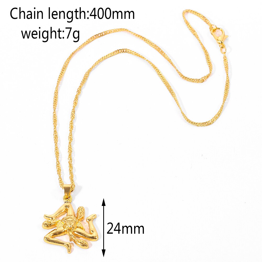 Sicily Italy Cities Flag Pendant Necklaces Gold Color Water wave chain Choker Women Italian Sicilia Jewelry Gifts Souvenir