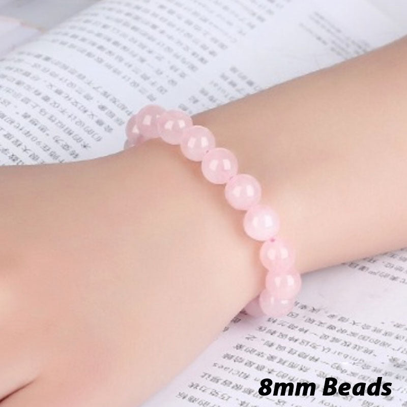 8mm/10mm Pink Crystal Strand Bracelet Bangle Beads Wristband Charm Bracelets for Women Natural Stone