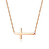 Sideways Cross Choker Necklace for Women Three Colors Stainless Steel Simple Small Cross Pendant for Women Girls Gifts