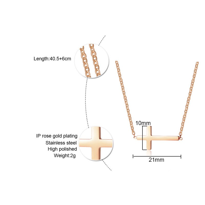 Sideways Cross Choker Necklace for Women Three Colors Stainless Steel Simple Small Cross Pendant for Women Girls Gifts