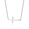 Sideways Cross Choker Necklace for Women Three Colors Stainless Steel Simple Small Cross Pendant for Women Girls Gifts