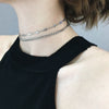 Sideways cross choker necklace for women stainless steel layered chain collar necklace punk hip-hop jewelry chic 2021