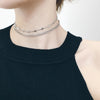 Sideways cross choker necklace for women stainless steel layered chain collar necklace punk hip-hop jewelry chic 2021