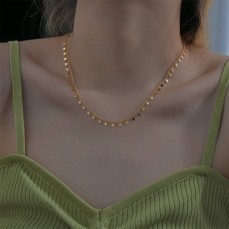 Sifisrri 2021 Vintage Stainless Steel 3 layers Stars Cross Choker Necklace for Women Girl Birthday Gift Jewelry Collar