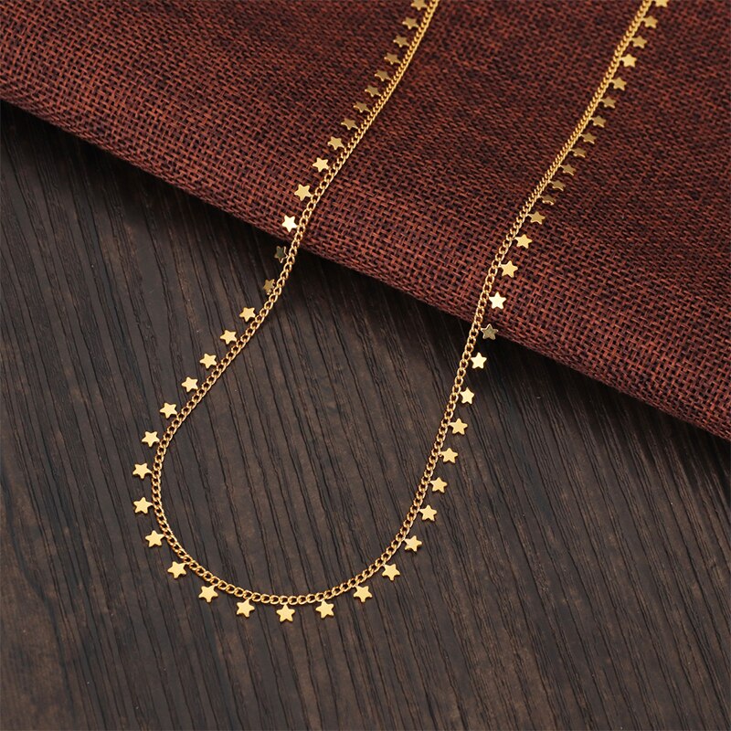 Sifisrri 2021 Vintage Stainless Steel 3 layers Stars Cross Choker Necklace for Women Girl Birthday Gift Jewelry Collar