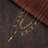 Sifisrri 2021 Vintage Stainless Steel 3 layers Stars Cross Choker Necklace for Women Girl Birthday Gift Jewelry Collar