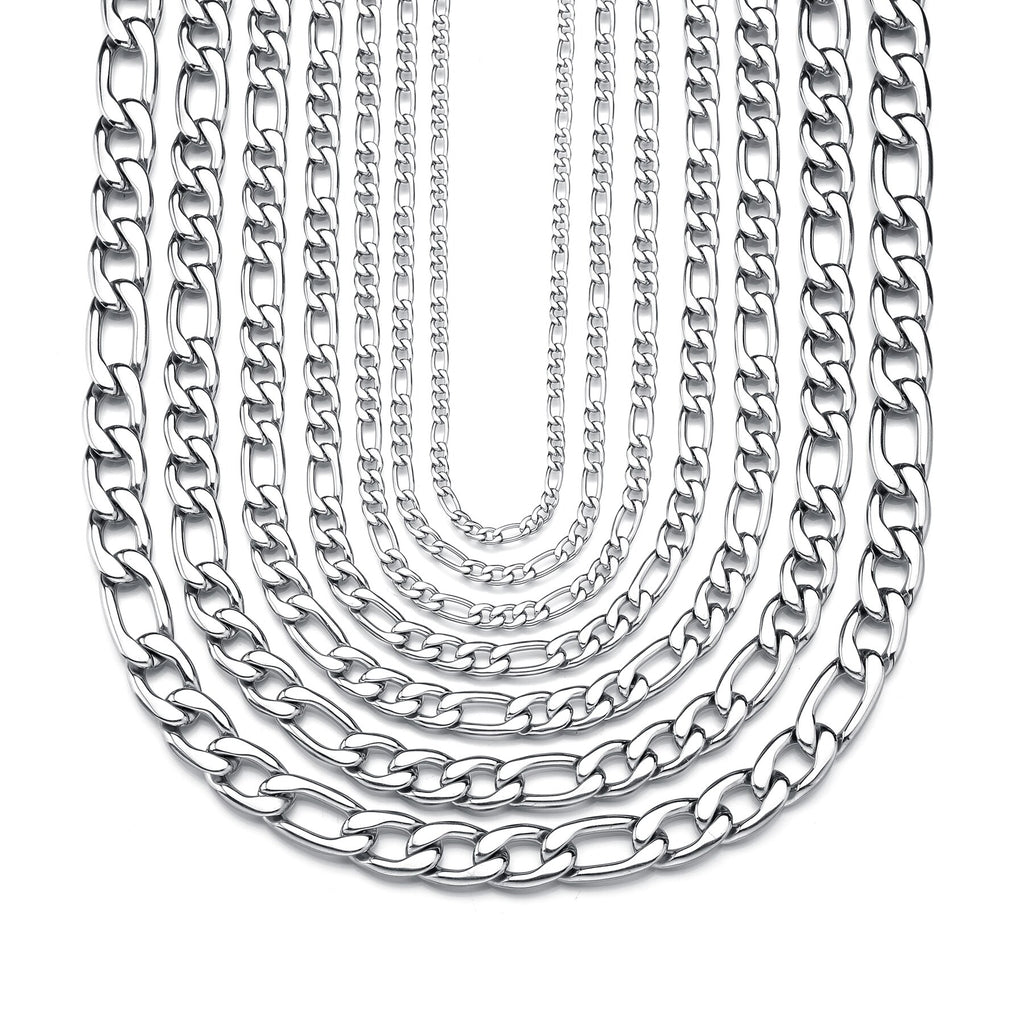 Sifisrri Punk Men 5/9/13mm Stainless Steel Three to One NK Chain Necklace Silver Color Solid Chains Unisex Wrist Jewelry Gift