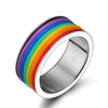 Silica Gel Rainbow Flag Rings Stainless Steel LGBT Movement Ring LGBT Pride Flag Finger Jewelry Men Women Accessories