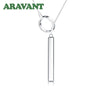 Silver 925 Long Circle Bar Pendants Necklace Chains For Women Valentine's Gift Jewelry