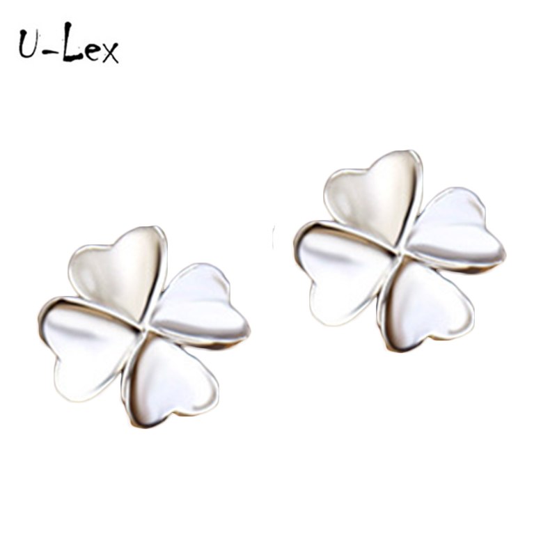 Silver 925 Stud Earrings Lucky Clover Scrub Flower Sweetheart Accessories Vintage Earring Women Wedding Jewelry Mujer YES097