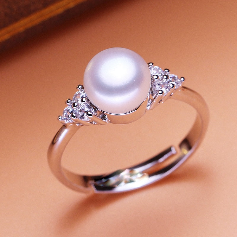 Silver 925 ring female jewelry ring pearl jewelry fashion 8-9mm oblate aniline ringen brand jewelry tiff