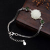 Silver Antique Thai silver mosaic and Tian Yu white jade plum blossom lady high-end Bracelet accessories