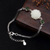 Silver Antique Thai silver mosaic and Tian Yu white jade plum blossom lady high-end Bracelet accessories