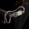 Silver Antique Thai silver mosaic and Tian Yu white jade trick money, evil spirits, lady gloves,   Bracelet