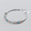 Silver Bracelet 100% Real 925 Sterling Silver Bracelet with Morganite Bead
