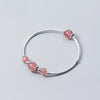 Silver Bracelet 100% Real 925 Sterling Silver Bracelet with Strawberry Crystal Bead