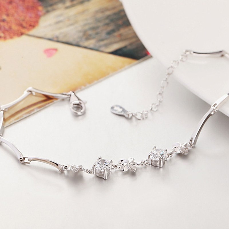 Silver Bracelet For Women Korean Style Floral AAA Zircon Bracelet Silver 925 Party Weddding Aniversity Silver 925 Jewelry