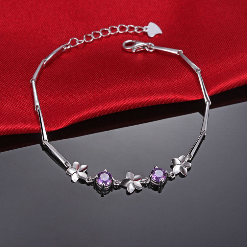 Silver Bracelet For Women Korean Style Floral AAA Zircon Bracelet Silver 925 Party Weddding Aniversity Silver 925 Jewelry