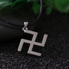 Silver Buddhism Peace Symb Swastika Necklace with Leather Rope Jainism Hinduism Fine Lucky Symb Jewelry Dropshipping